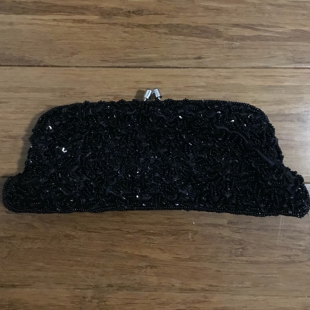 Sequined Black Clutch